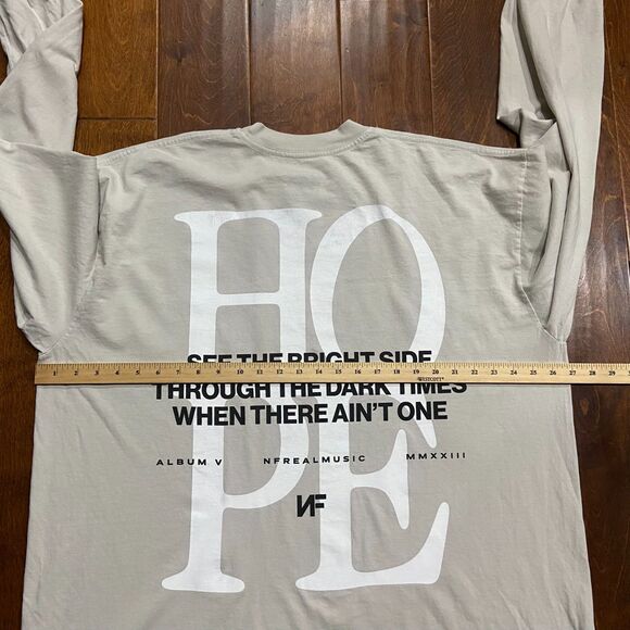 NF Real Music Rapper Hope Tour Concert L/S T-Shirt Beige Men's Size 2XL - Picture 7 of 8